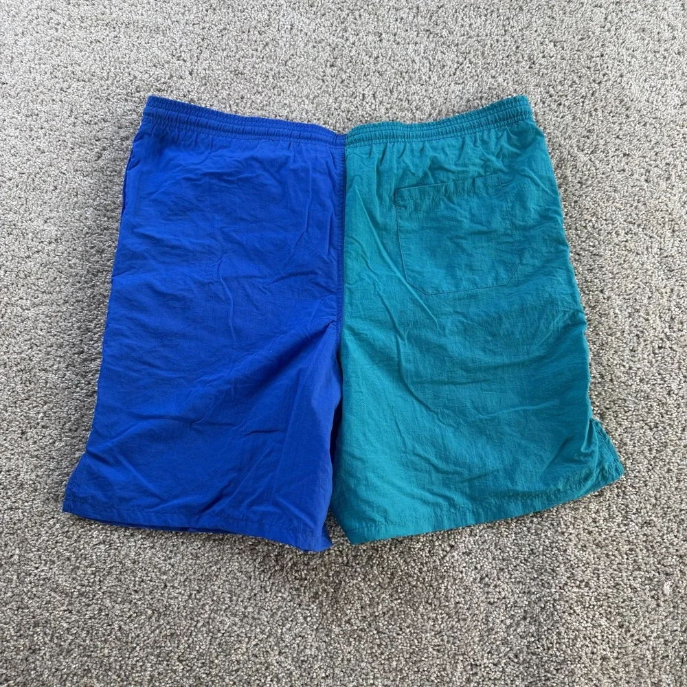 Vintage Express Surf Swim Shorts Mens XL Blue Teal Colorblock Mesh Lined Trunks